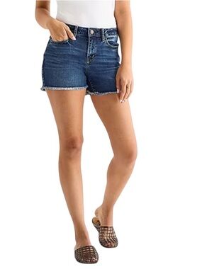 Jessica Simpson Dark Blue Denim High-Rise Raw Edge Hem Jean Shorts, Size 31